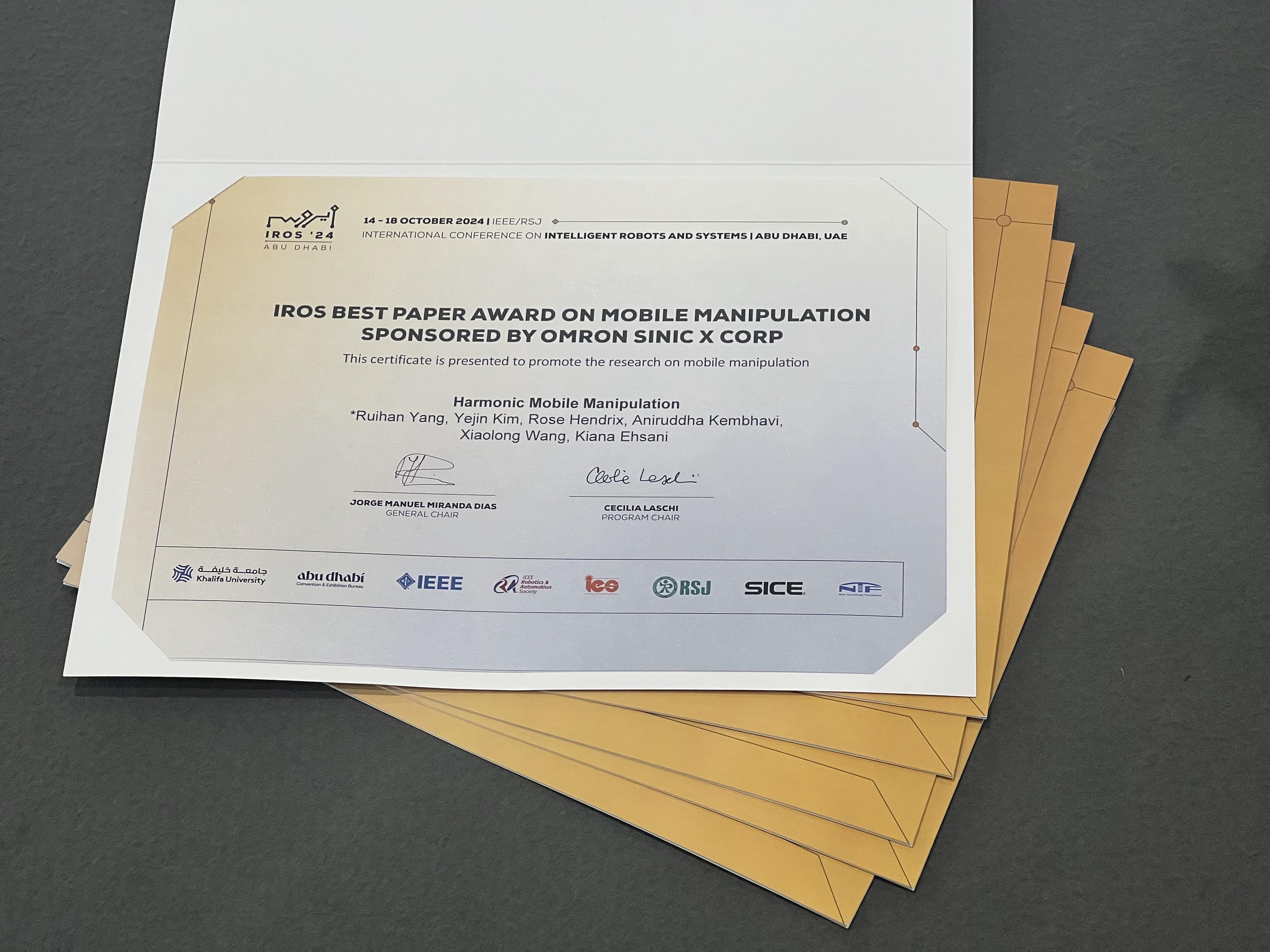 IROS Best Paper Award on Mobile Manipulation